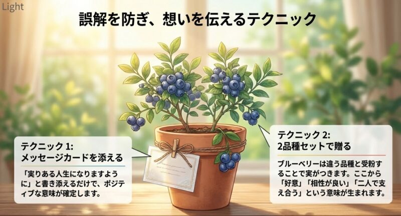 花言葉の誤解を解くためのメッセージカードの文例と、2品種セットで贈る際のポイント