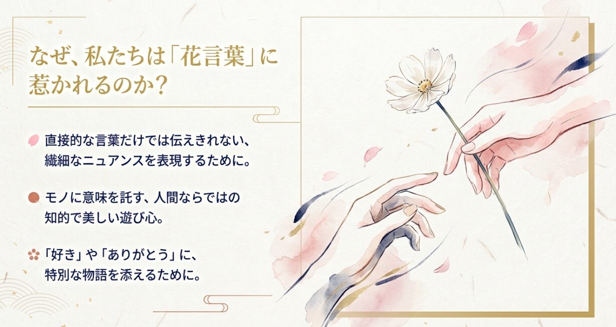 繊細なニュアンスや遊び心を表現するために、モノに意味を託す人間ならではの心理を解説したスライド。