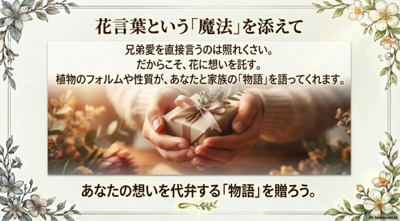 花言葉という魔法を添えて兄弟との絆を深める物語を