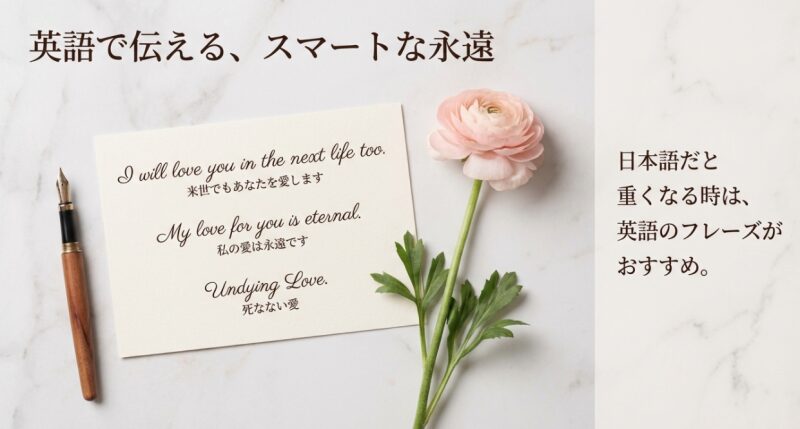 「I will love you in the next life too」など、来世でも愛することを誓う英語フレーズ集