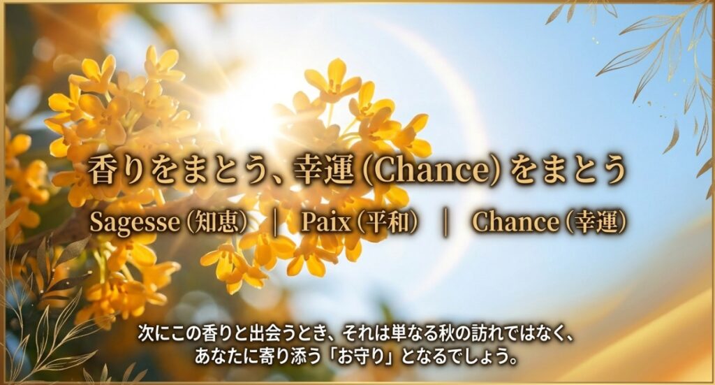 知恵と平和、幸運をまとう金木犀の香りのまとめ