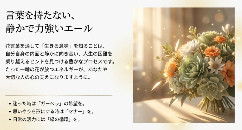 花言葉を通して生きる意味を知る。言葉を持たない静かで力強いエール