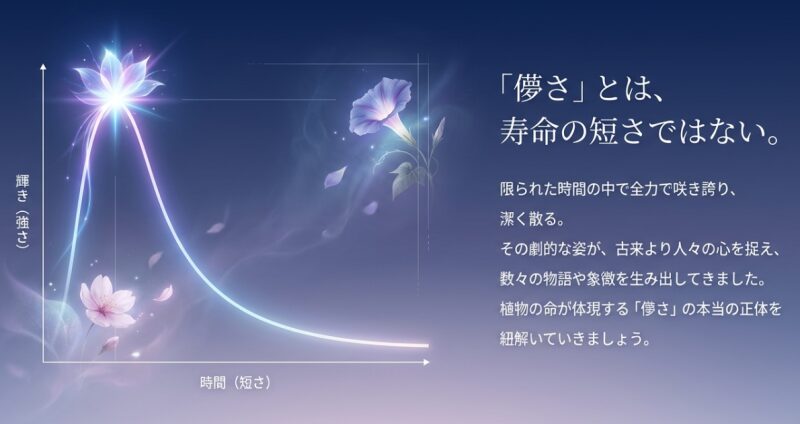 儚さとは寿命の短さではなく限られた時間で全力で咲き誇ることだと示すグラフ