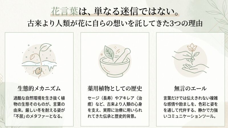 花言葉は単なる迷信ではない。生態的メカニズム、薬用植物としての歴史など3つの理由