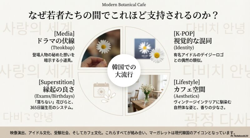 なぜ若者たちの間でこれほど支持されるのか? 映像演出、アイドル文化、受験社会、カフェ文化が絡み合い、現代韓国のアイコンとなっています 。