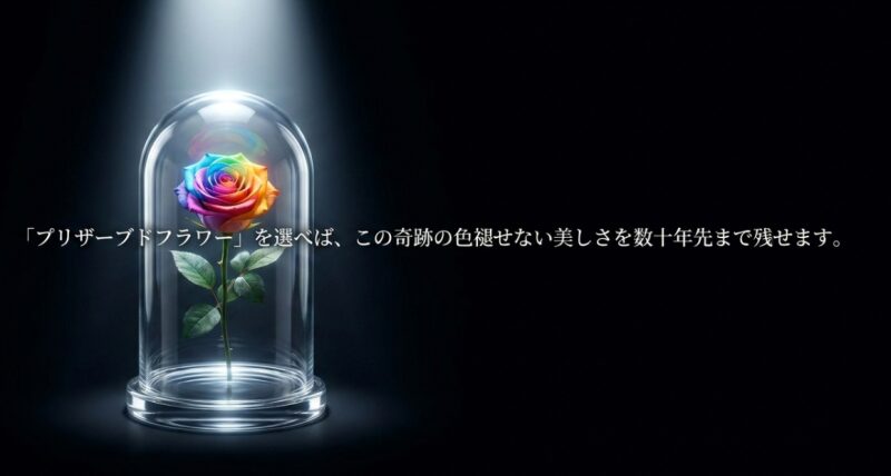 プリザーブドフラワーを選べば奇跡の色褪せない美しさを数十年先まで残せるという提案