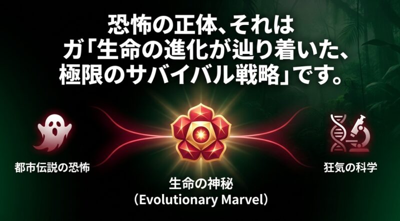 ラフレシアの恐怖の正体が、都市伝説ではなく生命の進化が辿り着いた極限のサバイバル戦略であることを示すまとめのスライド