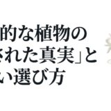 白いチューベローズの花のイラストとともに、「魅惑的な植物の『隠された真実』と正しい選び方」というタイトルが書かれたスライド 。