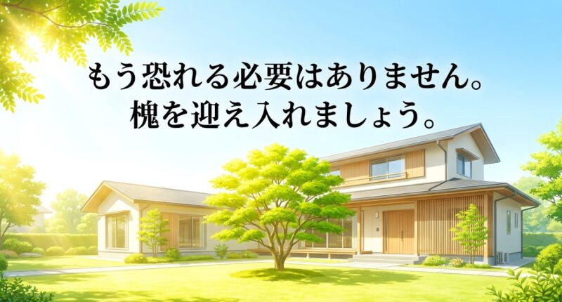 もう恐れる必要はありません。槐を迎え入れましょうと読者の背中を押す、記事のまとめスライド。