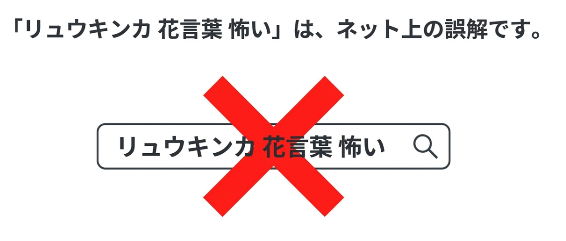 「リュウキンカ 花言葉 怖い」はネット上の誤解であることを示すスライド