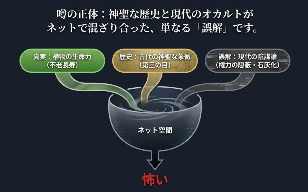 神聖な歴史と現代のオカルトがネット空間で混ざり合った噂の正体図解