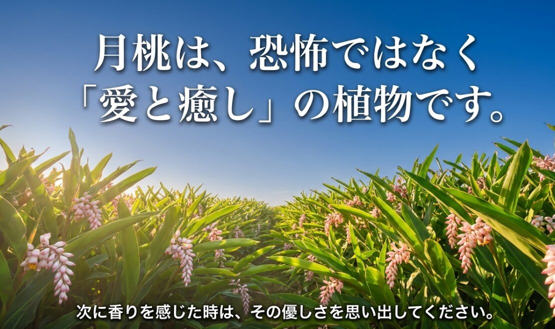 月桃は、恐怖ではなく 「愛と癒し」の植物です。 次に香りを感じた時は、その優しさを思い出してください。